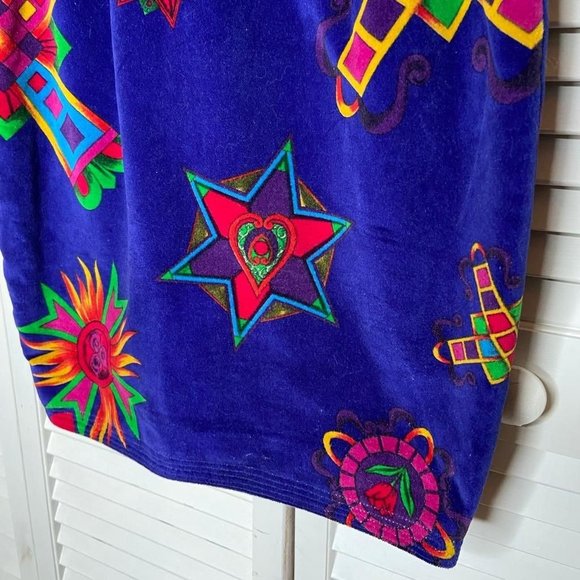 Vintage 80s VERSUS Gianni VERSACE Purple Velvet Baroque Print Pencil Skirt 38 XS - Picture 6 of 7